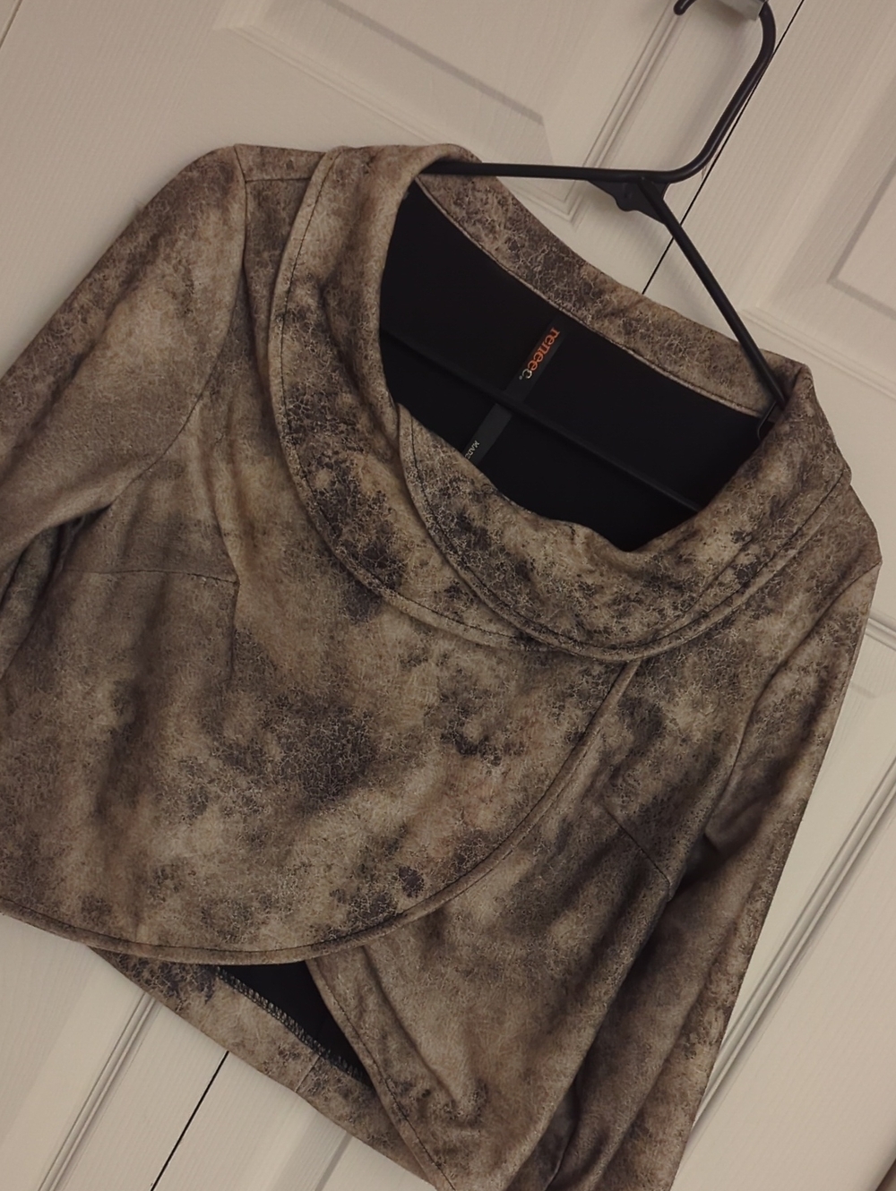 Renee C. Distressed Taupe Cropped Jacket